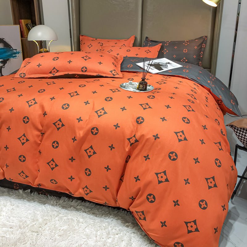 KTX-590931 Cashmere Four-Piece Brushed Quilt Cover and Sheet Set in Multiple Sizes