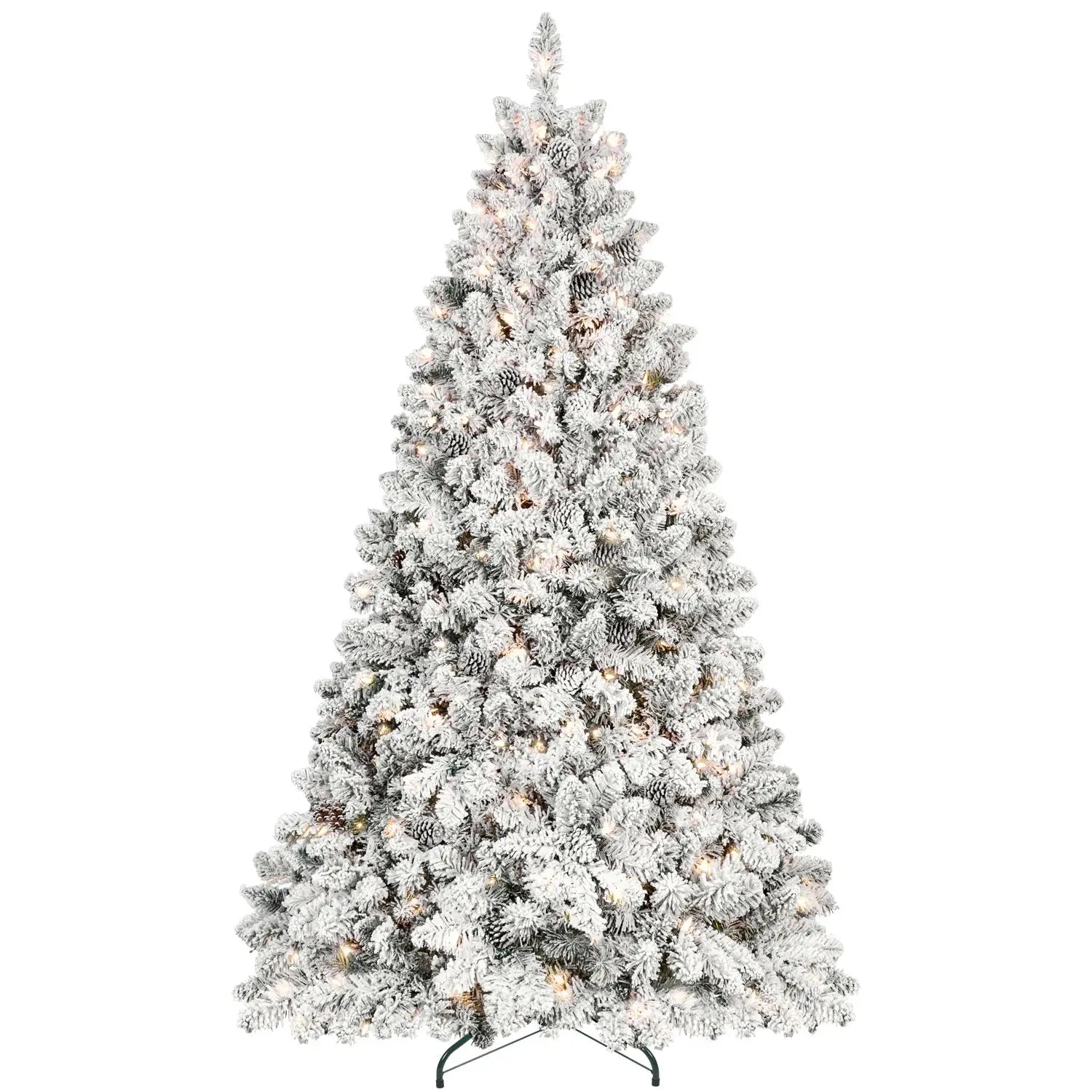 KTX-591379 9ft Mixed Flocked Christmas Tree with LED Lights - Automatic Artificial Decor for Courtyard Display