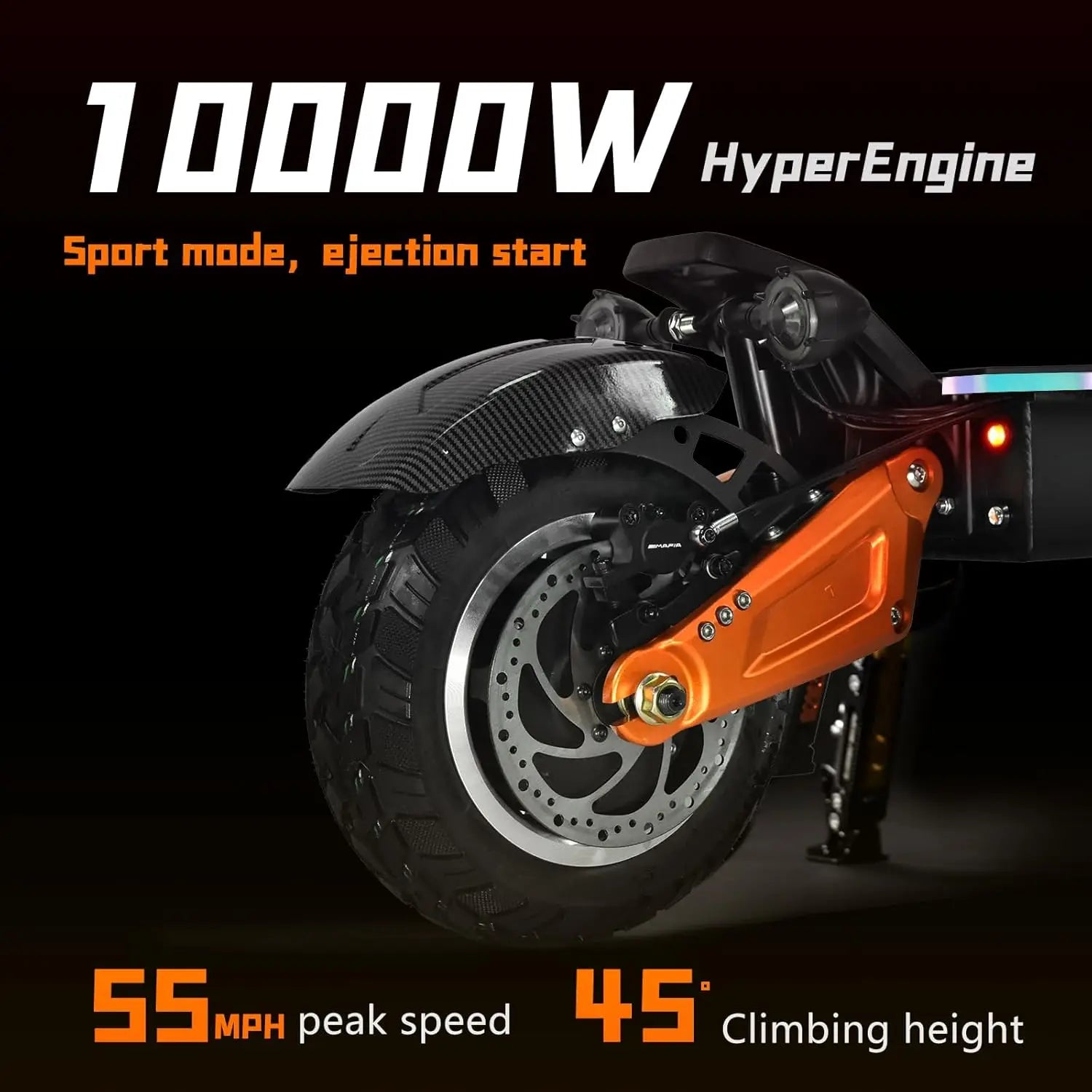 KTX-592275 Powerful 10,000W Dual Motor Off-Road Electric Scooter with Hydraulic Suspension, 62 MPH Speed, 65 Mile Range, NFC Screen