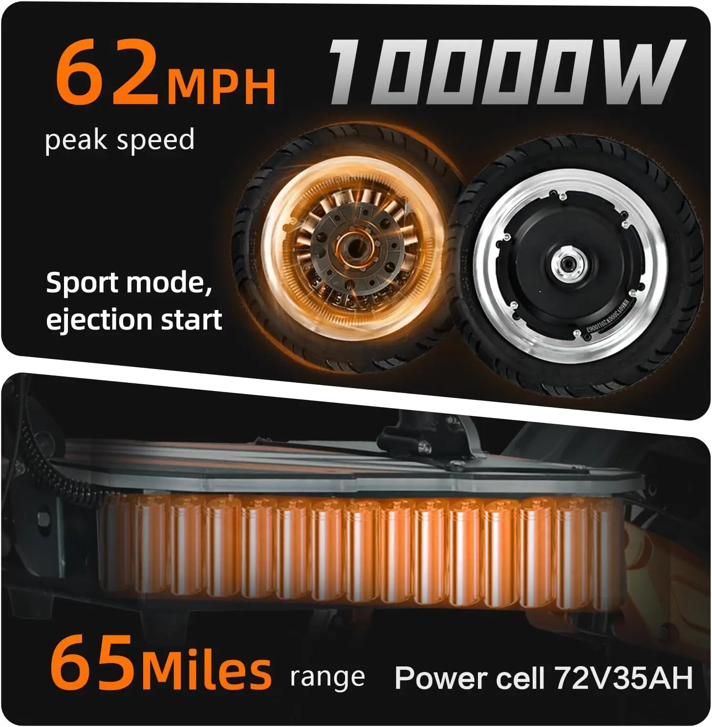 KTX-592275 Powerful 10,000W Dual Motor Off-Road Electric Scooter with Hydraulic Suspension, 62 MPH Speed, 65 Mile Range, NFC Screen