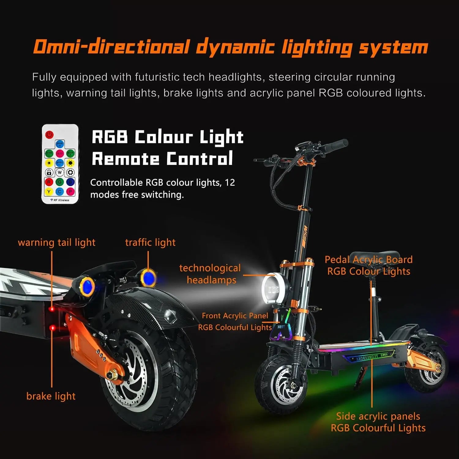 KTX-592275 Powerful 10,000W Dual Motor Off-Road Electric Scooter with Hydraulic Suspension, 62 MPH Speed, 65 Mile Range, NFC Screen