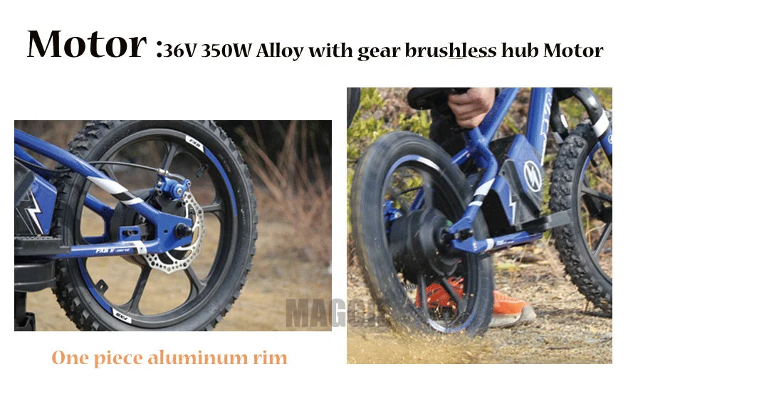 KTX-592339 Children's Electric Balance Bike with Lithium Battery - 16" Wheels, 2 Speed, 10-30 km Range