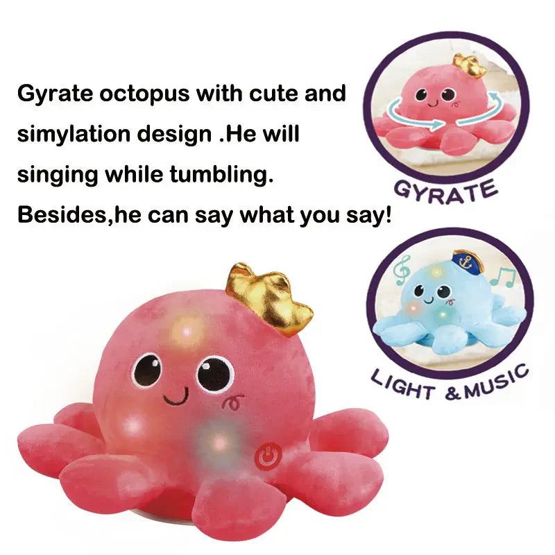 KTX-595475 Dancing Sound Controlled Electric Rotating Plush Octopus Toy for Babies and Toddlers