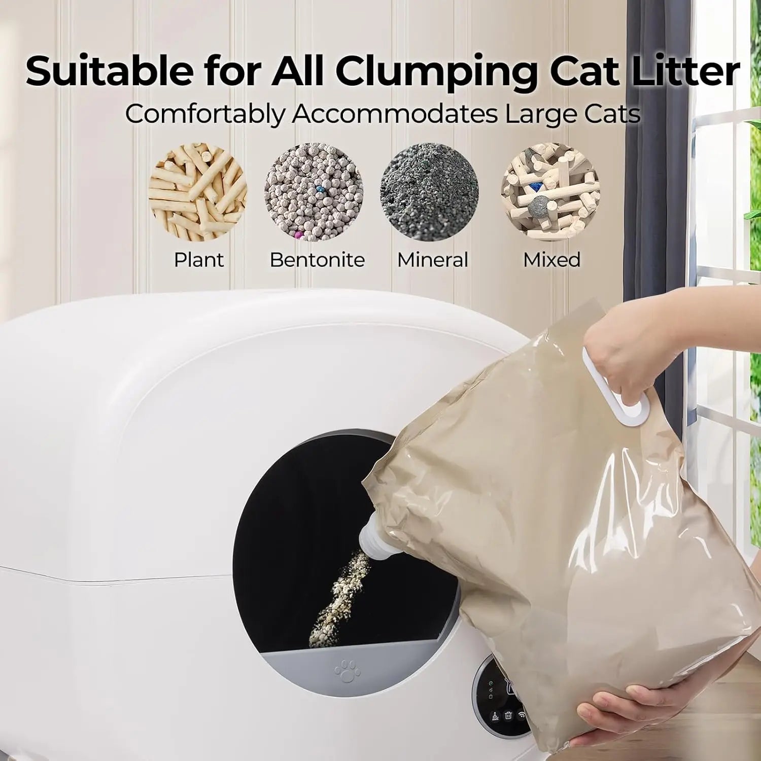 KTX-595667 Extra Large Self-Cleaning Cat Litter Box with Smart App Control and Odor-Free Design for Multiple Cats - 76L Capacity