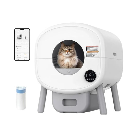 KTX-595667 Extra Large Self-Cleaning Cat Litter Box with Smart App Control and Odor-Free Design for Multiple Cats - 76L Capacity