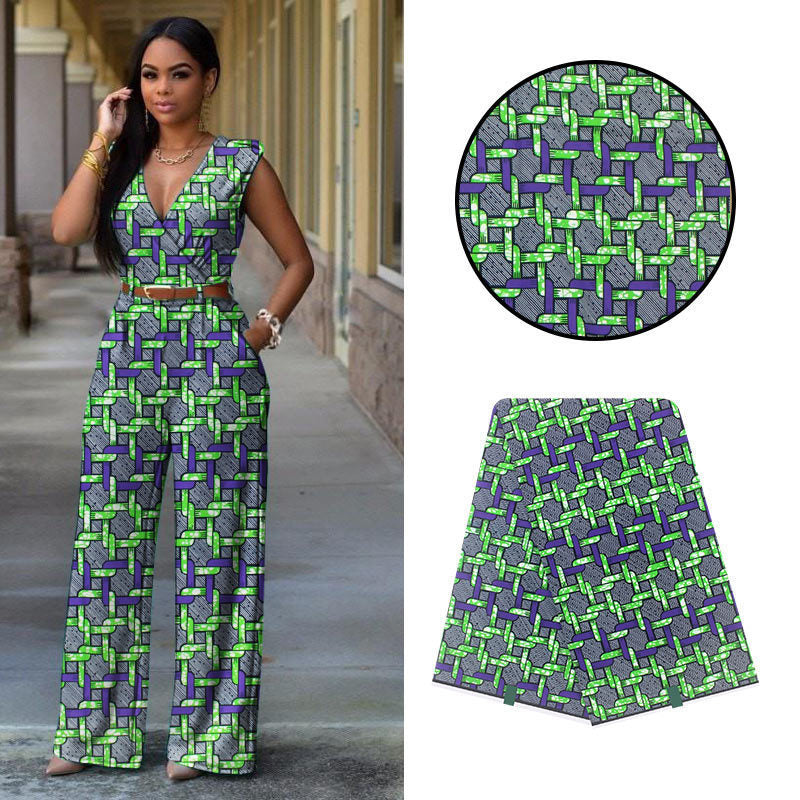 KTX-596051 African Batik Cotton Wax Cloth - 100% Cotton, Versatile Fabric for Fashion, Home Décor, and Crafting