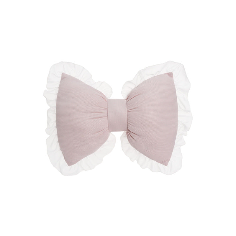 KTX-596179 Butterfly-Shaped Waist Pillow with Lace Trim for Home and Office Use - Soft PP Cotton, 40x32cm