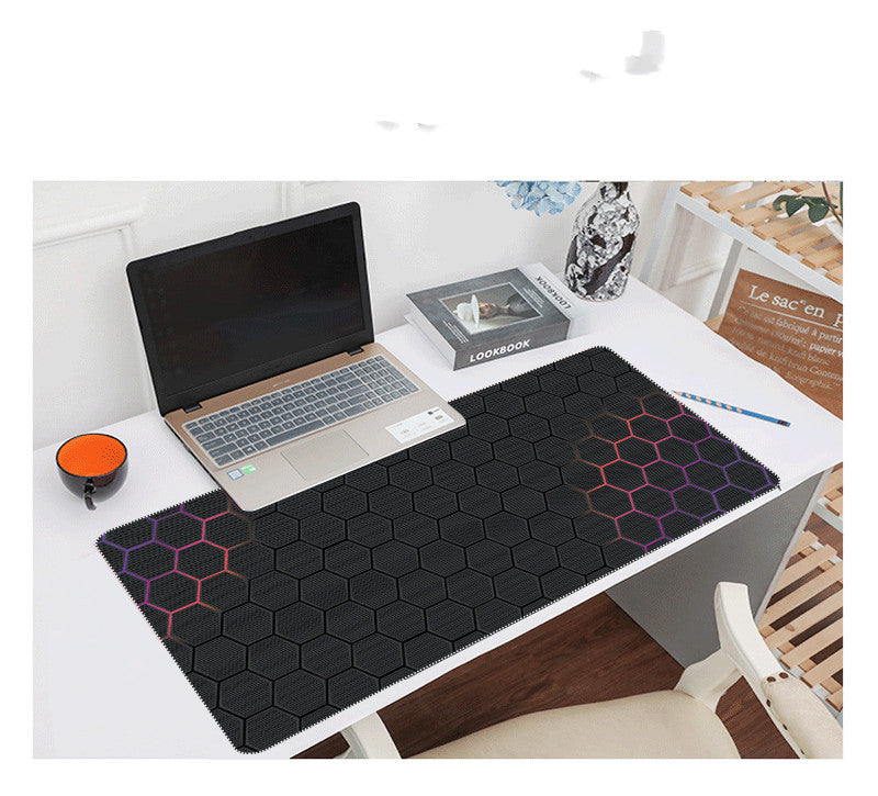KTX-596307 Hexagonal Oversized Gaming Desk Mat with Non-Slip Rubber Base, 300x800mm and 400x900mm Options