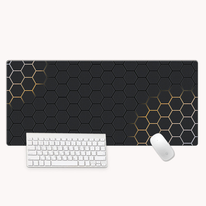 KTX-596307 Hexagonal Oversized Gaming Desk Mat with Non-Slip Rubber Base, 300x800mm and 400x900mm Options