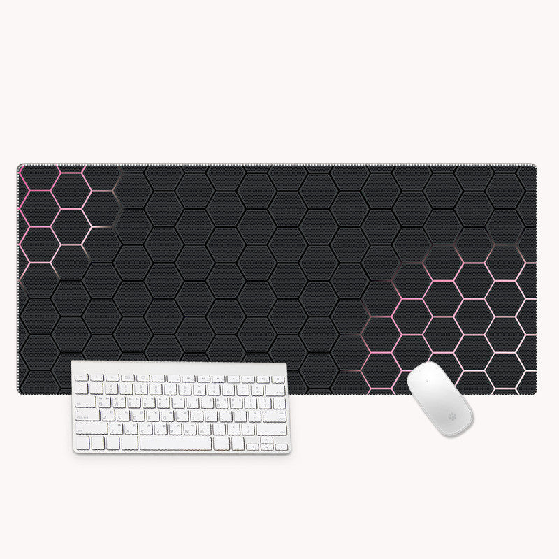 KTX-596307 Hexagonal Oversized Gaming Desk Mat with Non-Slip Rubber Base, 300x800mm and 400x900mm Options