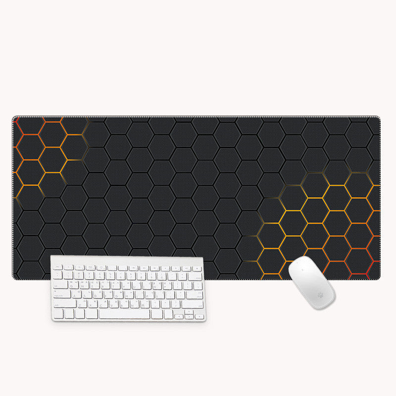 KTX-596307 Hexagonal Oversized Gaming Desk Mat with Non-Slip Rubber Base, 300x800mm and 400x900mm Options