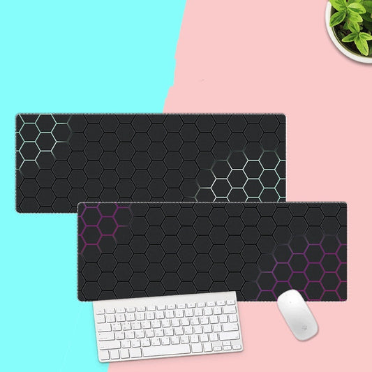 KTX-596307 Hexagonal Oversized Gaming Desk Mat with Non-Slip Rubber Base, 300x800mm and 400x900mm Options