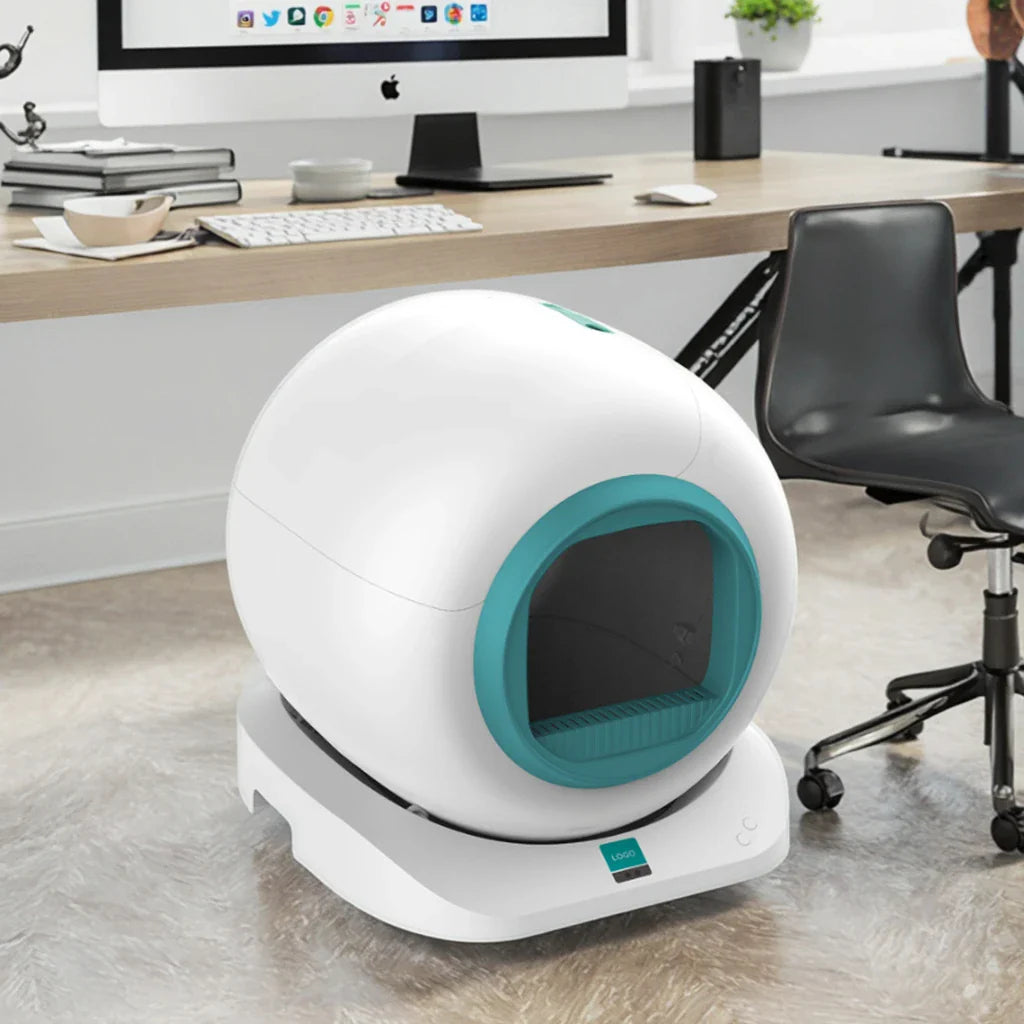 KTX-596819 Large Automatic Self-Cleaning Cat Litter Box with Stainless Steel & Plastic Design