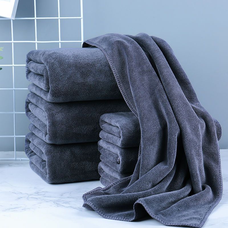 KTX-596947 Thick Microfiber Hotel Bath Towels - Available in White or Gray, Multiple Sizes