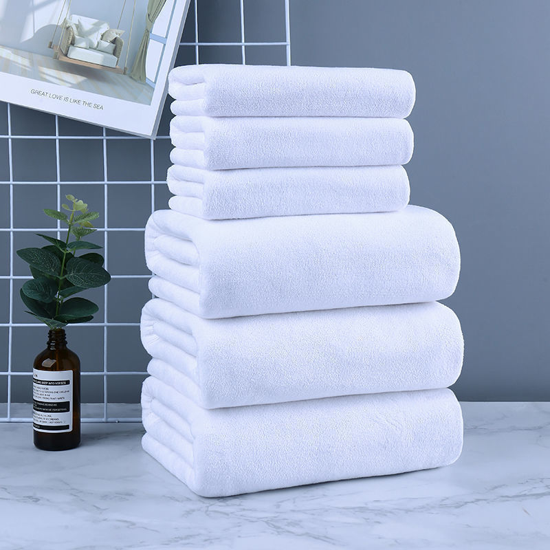 KTX-596947 Thick Microfiber Hotel Bath Towels - Available in White or Gray, Multiple Sizes