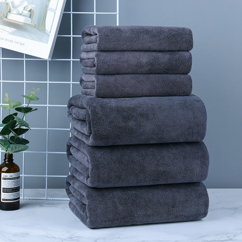 KTX-596947 Thick Microfiber Hotel Bath Towels - Available in White or Gray, Multiple Sizes