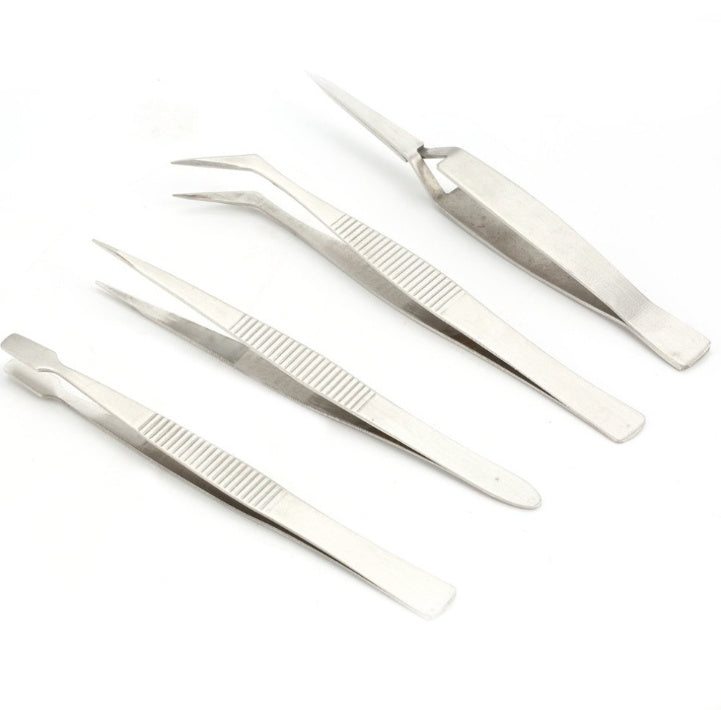 KTX-597203 Stainless Steel Precision Tweezers Set for Jewelry and Makeup - 4-Piece Tool Kit