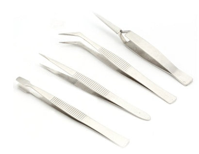 KTX-597203 Stainless Steel Precision Tweezers Set for Jewelry and Makeup - 4-Piece Tool Kit