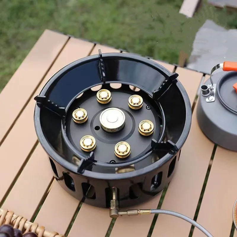 KTX-599187 Outdoor Seven Burner Gas Stove for Camping and Hiking