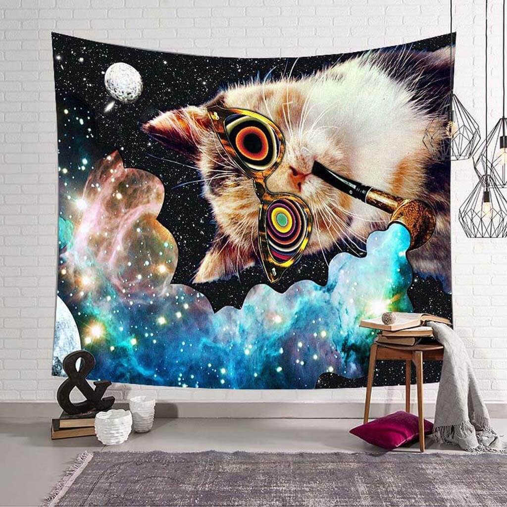 KTX-599379 Stoned Cat Polyester Tapestry for Unique Home Decor