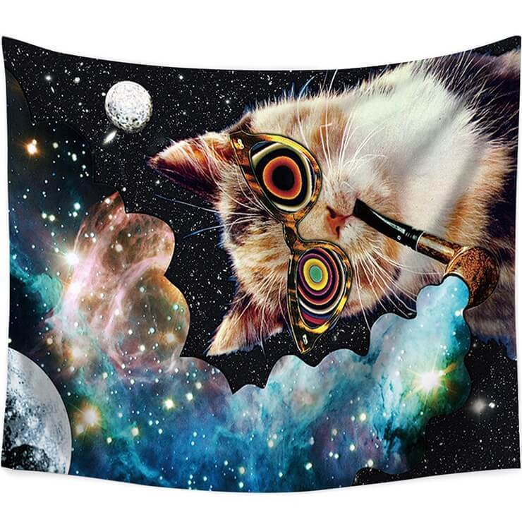 KTX-599379 Stoned Cat Polyester Tapestry for Unique Home Decor