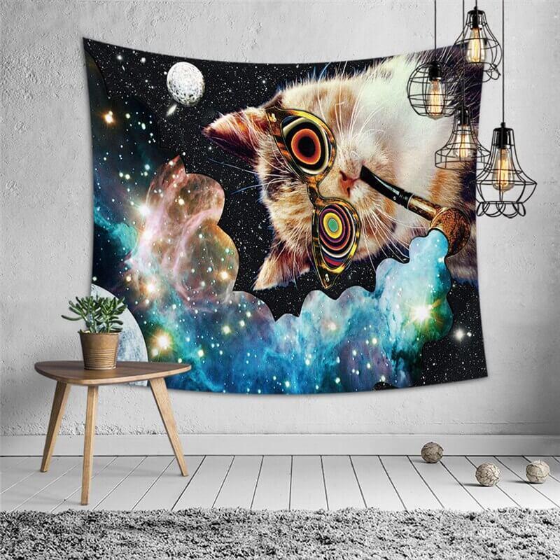 KTX-599379 Stoned Cat Polyester Tapestry for Unique Home Decor