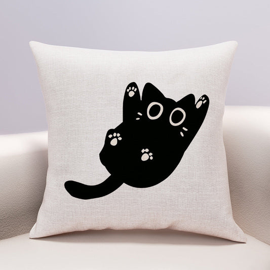 KTX-599635 Cute Cartoon Cheese Cat Pillow Cover in Various Black Cat Designs - Multiple Sizes Available