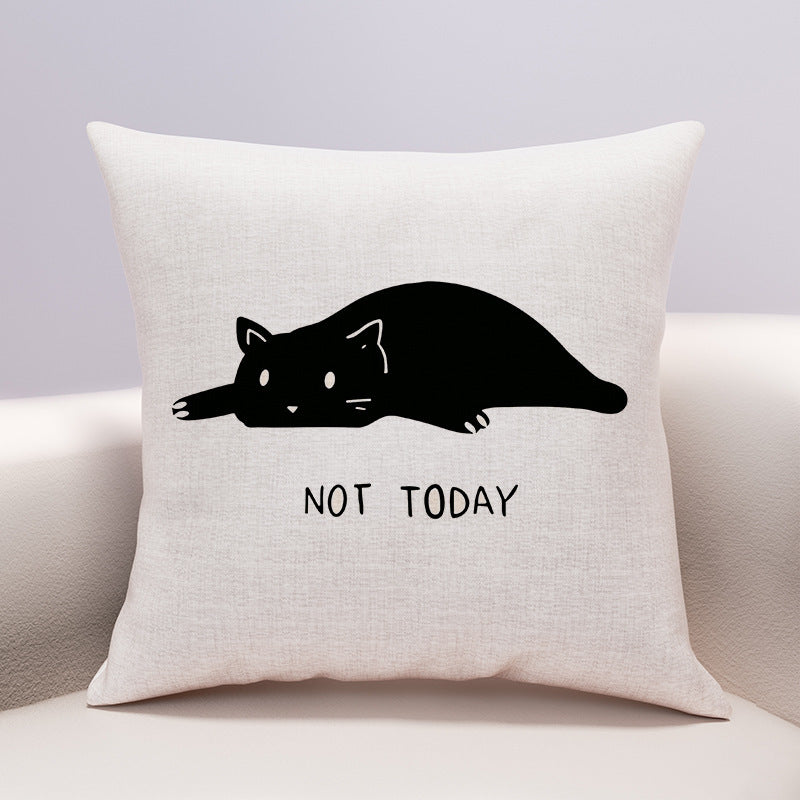 KTX-599635 Cute Cartoon Cheese Cat Pillow Cover in Various Black Cat Designs - Multiple Sizes Available