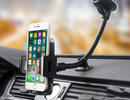 KTX-599891 Multi-Function Suction-Cup Mobile Phone Navigation Bracket for Car Dashboard - Black PC/Silicone