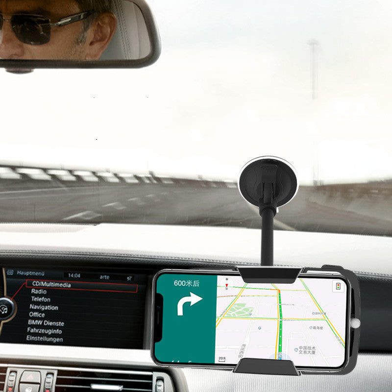 KTX-599891 Multi-Function Suction-Cup Mobile Phone Navigation Bracket for Car Dashboard - Black PC/Silicone