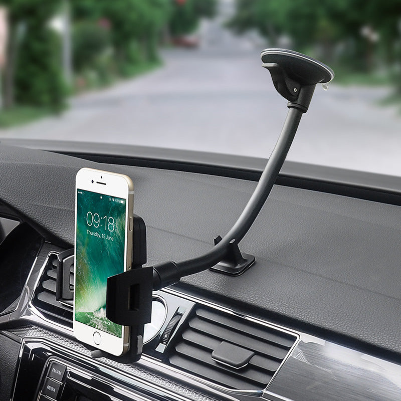 KTX-599891 Multi-Function Suction-Cup Mobile Phone Navigation Bracket for Car Dashboard - Black PC/Silicone