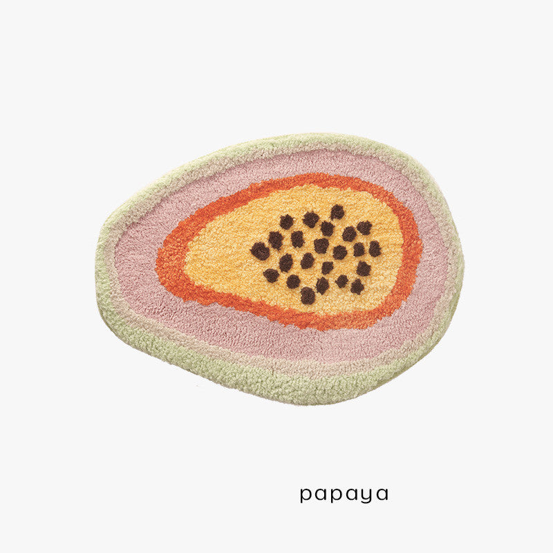 KTX-600787 Papaya-Inspired Hand Washable Bathroom Mat - 65cm x 47cm, Soft Chemical Fiber