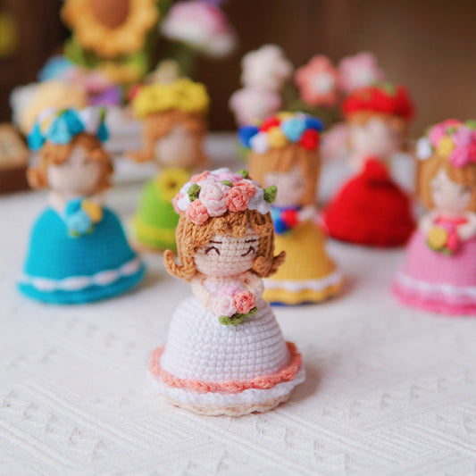 KTX-601811 Bridal Floral Hanging Ornament - Manual Craft Rose, Sunflower, and Princess Flowers in White, Green, Blue, and Pink