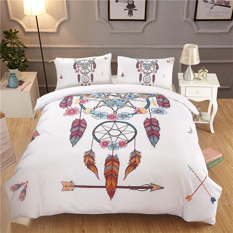 KTX-602963 Three-Piece Ethnic Style Digital Printing Duvet Cover Set for 1.5m Beds