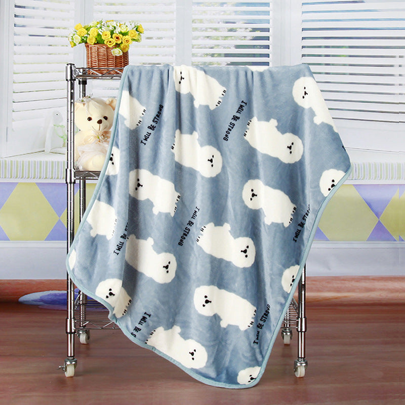 KTX-603411 Cartoon Animal Printed Coral Fleece Blanket for Spring and Summer, 100x75cm