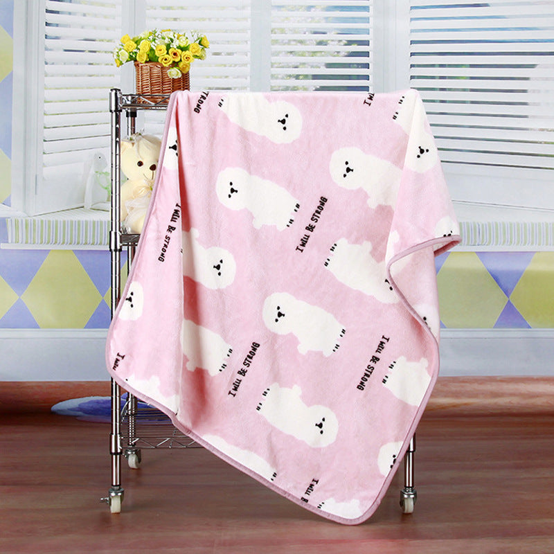 KTX-603411 Cartoon Animal Printed Coral Fleece Blanket for Spring and Summer, 100x75cm