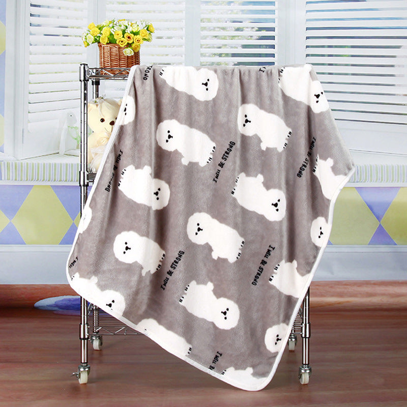 KTX-603411 Cartoon Animal Printed Coral Fleece Blanket for Spring and Summer, 100x75cm