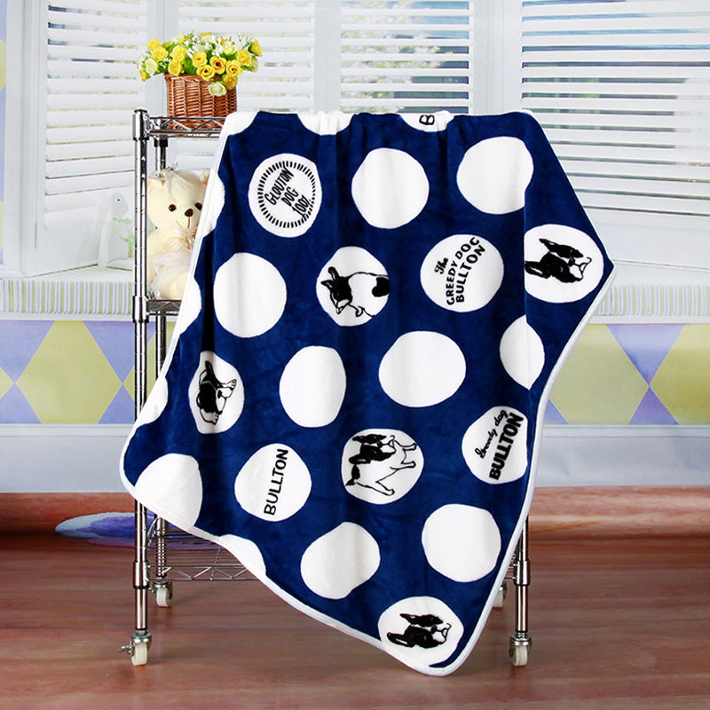 KTX-603411 Cartoon Animal Printed Coral Fleece Blanket for Spring and Summer, 100x75cm