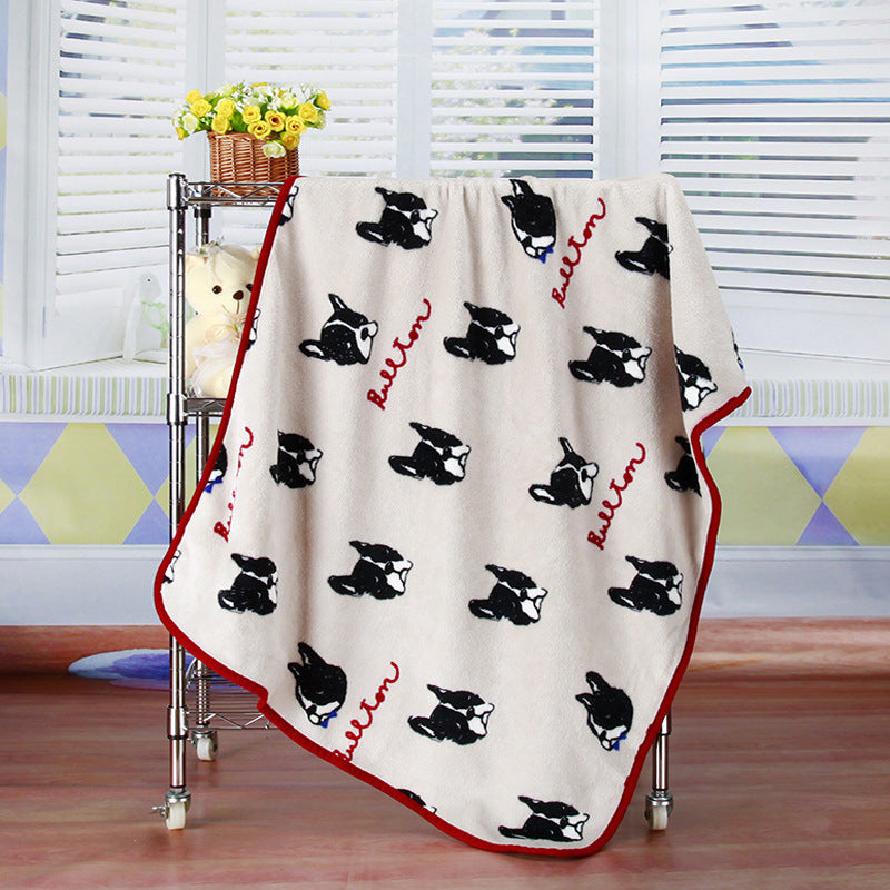 KTX-603411 Cartoon Animal Printed Coral Fleece Blanket for Spring and Summer, 100x75cm