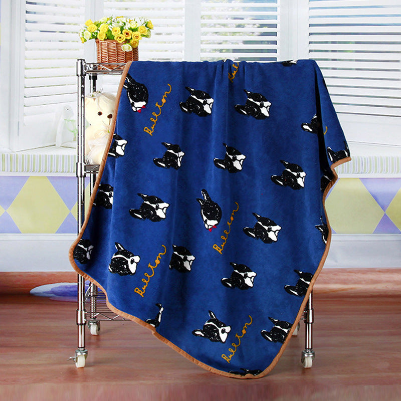 KTX-603411 Cartoon Animal Printed Coral Fleece Blanket for Spring and Summer, 100x75cm