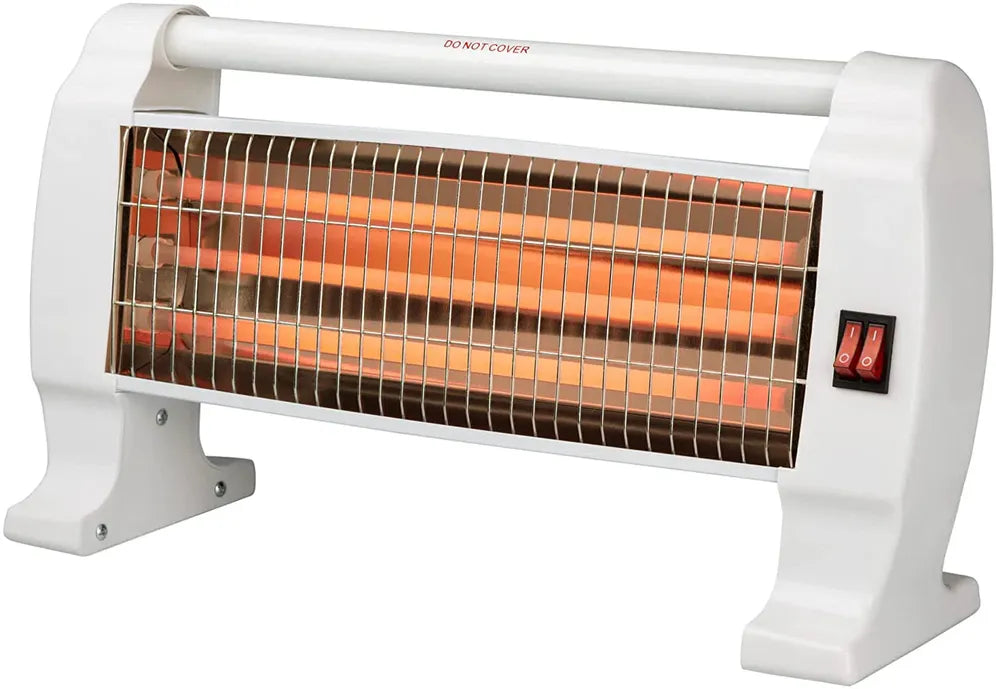 KTX-603475 Portable Free Standing Quartz Infrared Heater with 3 Halogen Bars for Under Desk Heating - 1200W