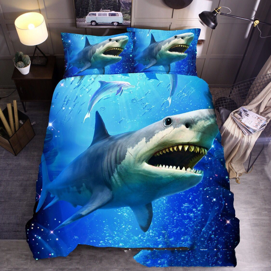 KTX-604115 Ocean-Inspired Three-Piece Quilt Cover Set with Sea Turtle Designs in Various Sizes