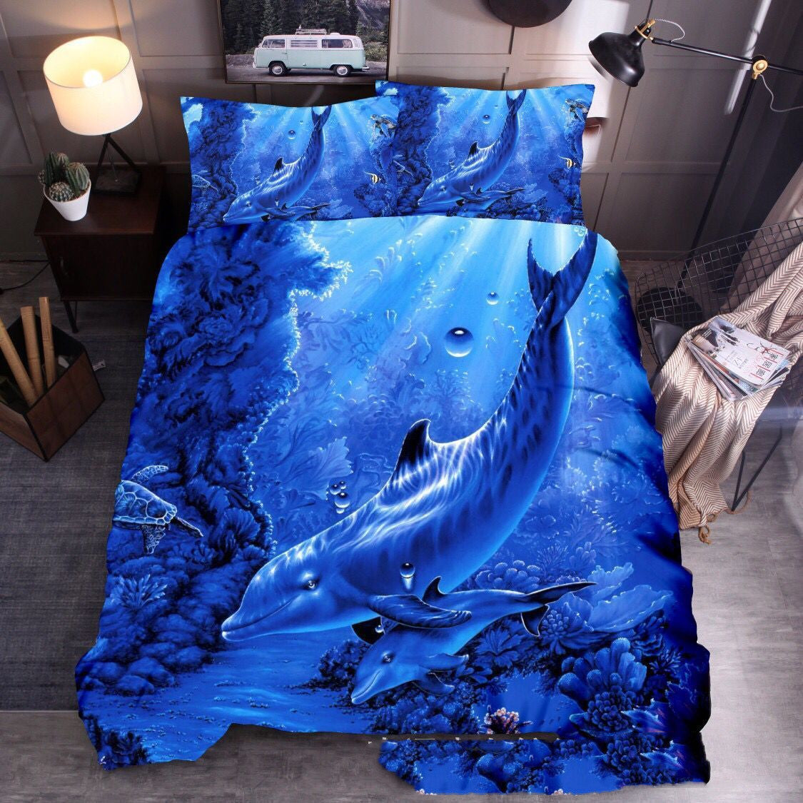 KTX-604115 Ocean-Inspired Three-Piece Quilt Cover Set with Sea Turtle Designs in Various Sizes