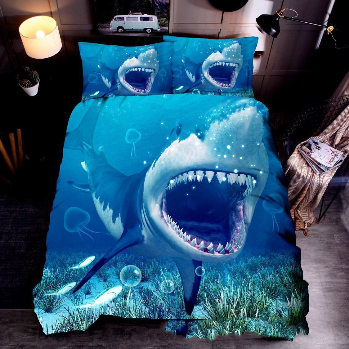 KTX-604115 Ocean-Inspired Three-Piece Quilt Cover Set with Sea Turtle Designs in Various Sizes