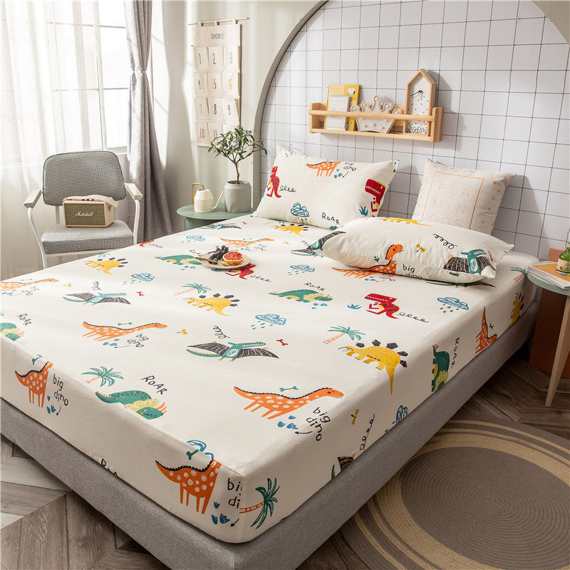 KTX-604435 Floral Non-Slip Sweat-Absorbing Mattress Protector with Pillowcases