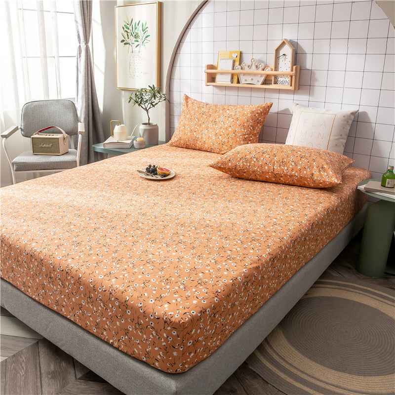 KTX-604435 Floral Non-Slip Sweat-Absorbing Mattress Protector with Pillowcases