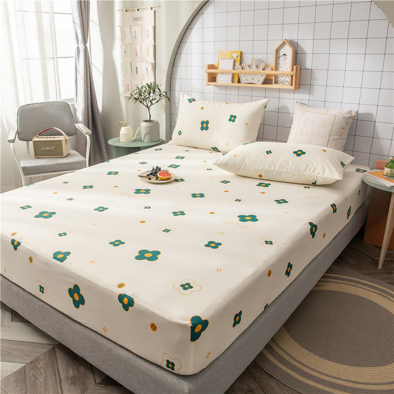 KTX-604435 Floral Non-Slip Sweat-Absorbing Mattress Protector with Pillowcases