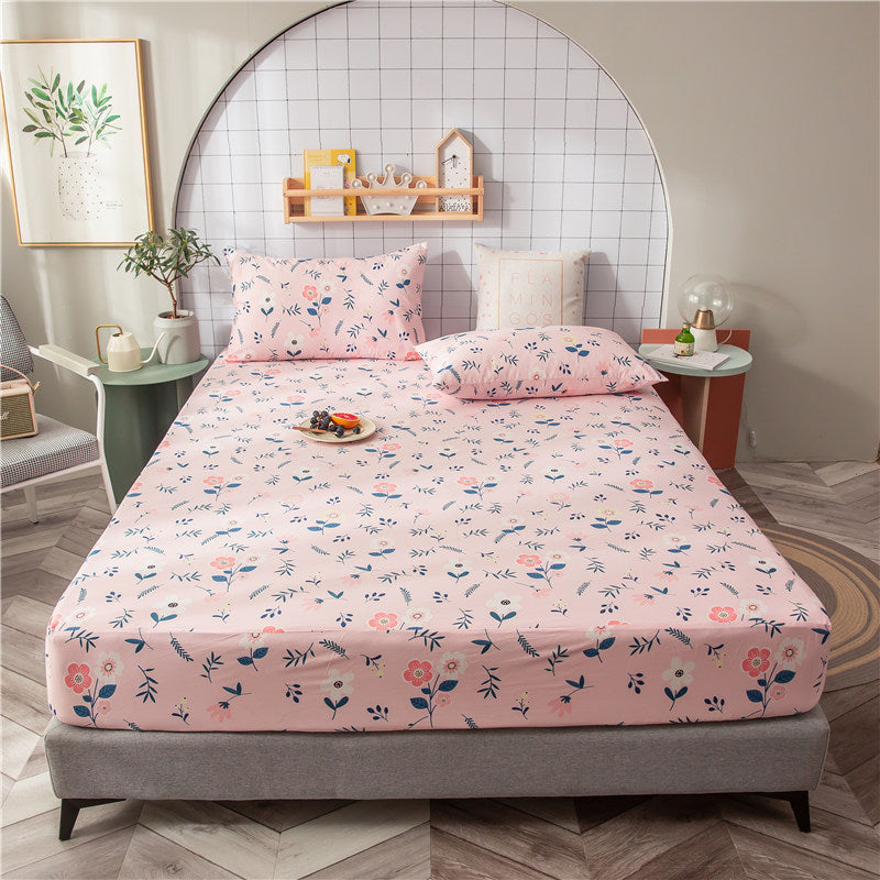 KTX-604435 Floral Non-Slip Sweat-Absorbing Mattress Protector with Pillowcases