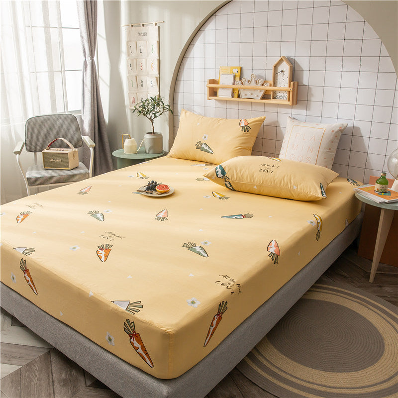 KTX-604435 Floral Non-Slip Sweat-Absorbing Mattress Protector with Pillowcases