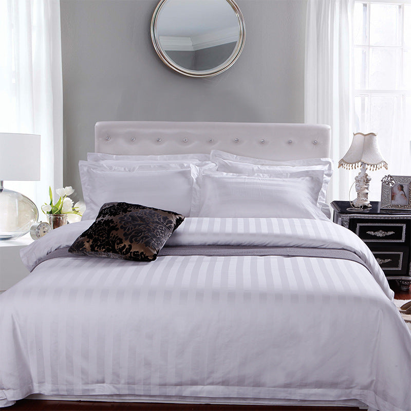 KTX-604755 Satin Cotton Bed Sheet Set - 4 Pieces with Stripe Pattern for 1.0m and 1.2m Beds